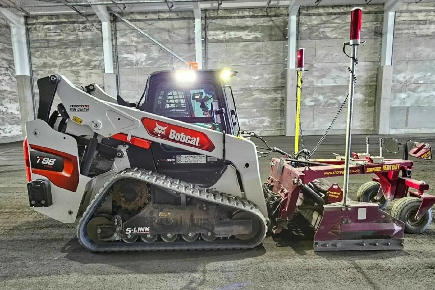 Bobcat T86 complete with SharpGrade Box Blade and full machine Control for precision grading and incredibly manoeuvrability
