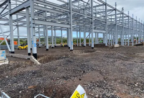 Steel frame erected