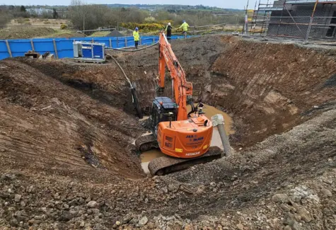 Excavations for drainage interceptors