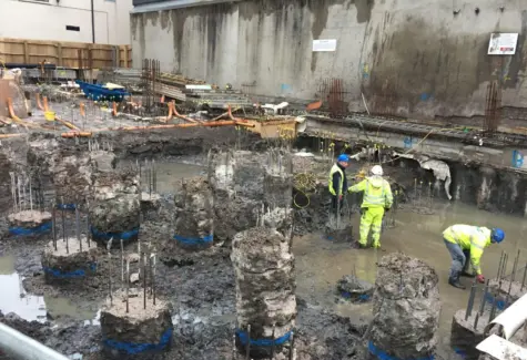 Piles cut ready for steel to go down JPG