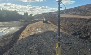 view from dozer on site with machine control arms