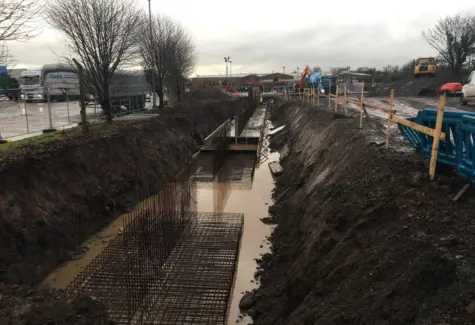 Trench with steels in place JPG