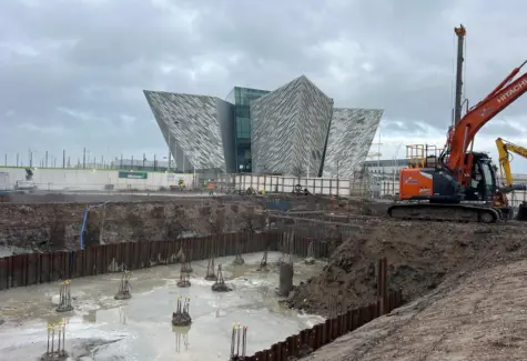 view of the Iconic Titanic Museum from site