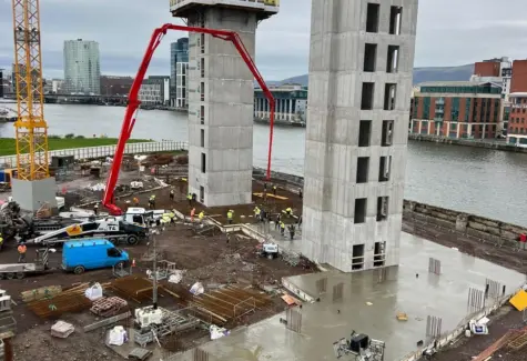 Concrete pump pouring floors