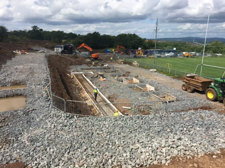 Preparing to pour concrete