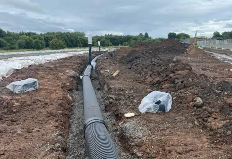 Drainage pipes in place