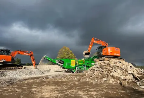 Crushing site won material for resuse on site