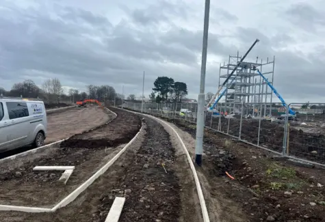 Pavement formation with new Ballymena Northern Regional College under construction in background
